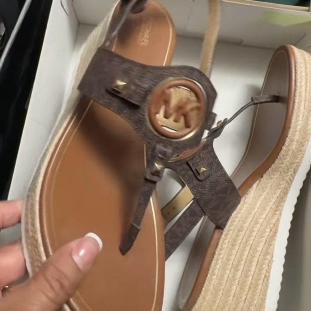 Michael Kors Brown Wedge Sandals